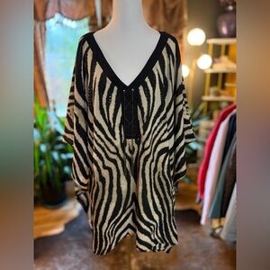 BLEU Zebra Print V-Neck  Top